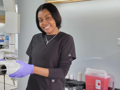 Dental assistant student training at Provo Dental Assistant School