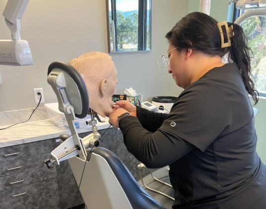 Dental assistant student training at Franklin Dental Assistant School