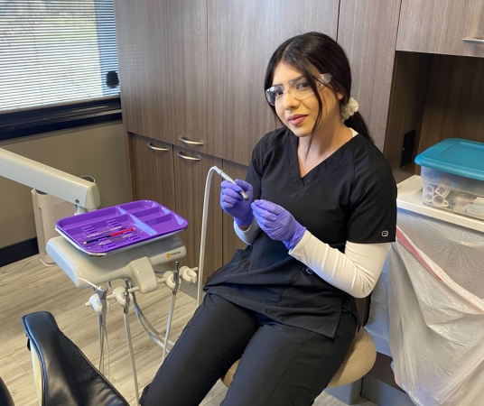 Dental assistant student training at Midland Dental Assistant School