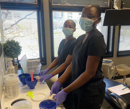 Dental assistant student training at Midland Dental Assistant School