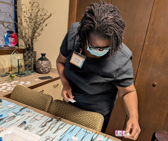 Dental assistant student training at Birmingham Dental Assistant School