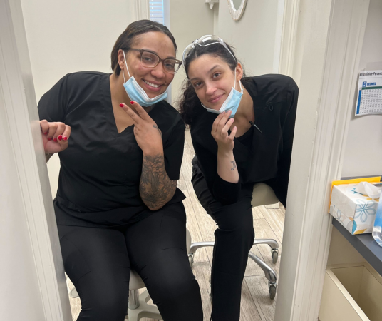 Dental assistant student training at College Station Dental Assistant School