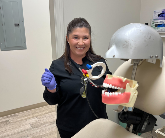 Dental assistant student training at Fort Wayne Dental Assistant School