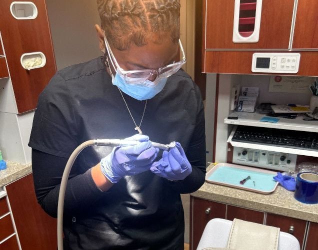 Dental assistant student training at Grand Junction Dental Assistant School