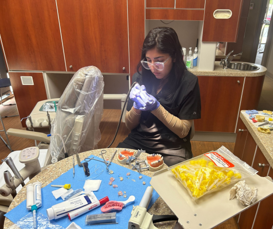 Dental assistant student training at Waco Dental Assistant School