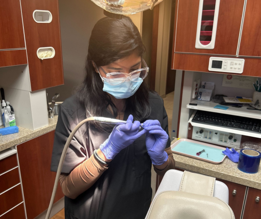 Dental assistant student training at Columbus Dental Assistant School