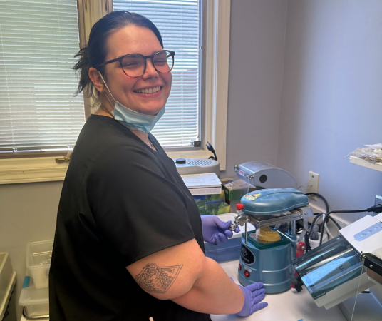 Dental assistant student training at Independence Dental Assistant School