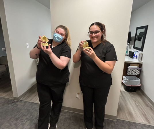 Dental assistant student training at College Station Dental Assistant School