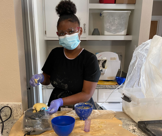 Dental assistant student training at Logan Dental Assistant School