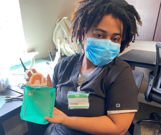 Dental assistant student training at Indianapolis Dental Assistant School