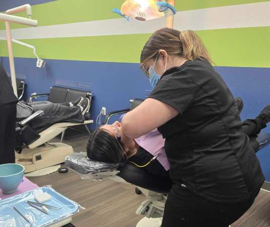 Dental assistant student training at Provo Dental Assistant School
