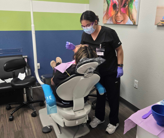 Dental assistant student training at South Bend Dental Assistant School