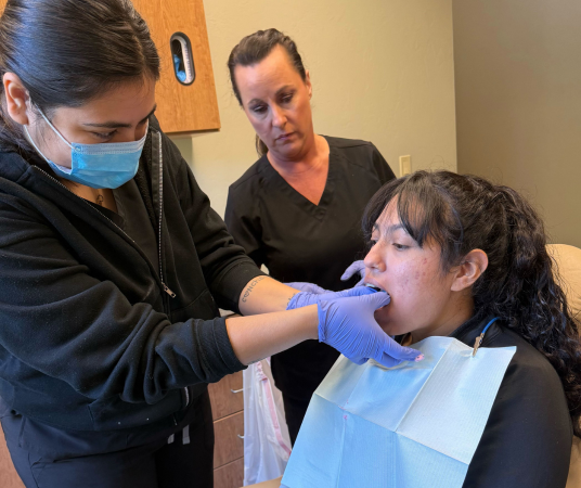 Dental assistant student training at Charlotte Dental Assistant School