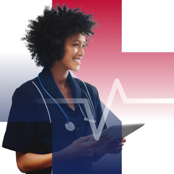 Medical assistant with tablet and ECG line