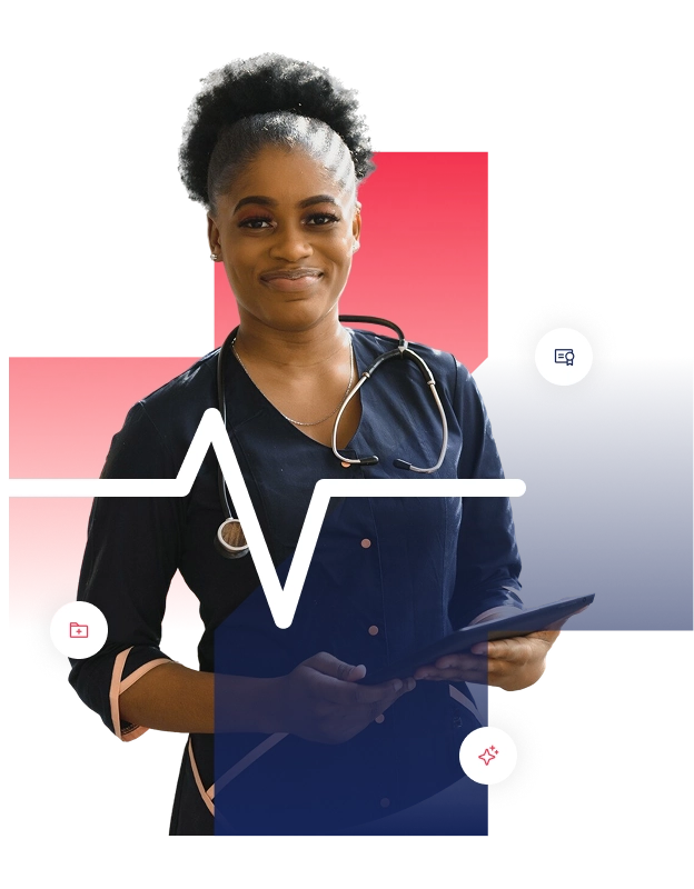 Medical student in scrubs