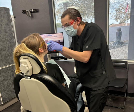 Dental assistant student training at Provo Dental Assistant School
