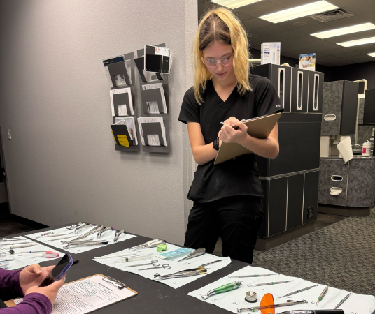 Dental assistant student training at Bremerton Dental Assistant School