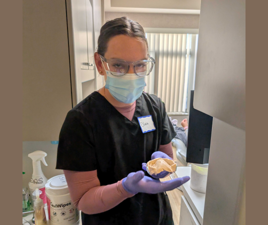 Dental assistant student training at Provo Dental Assistant School