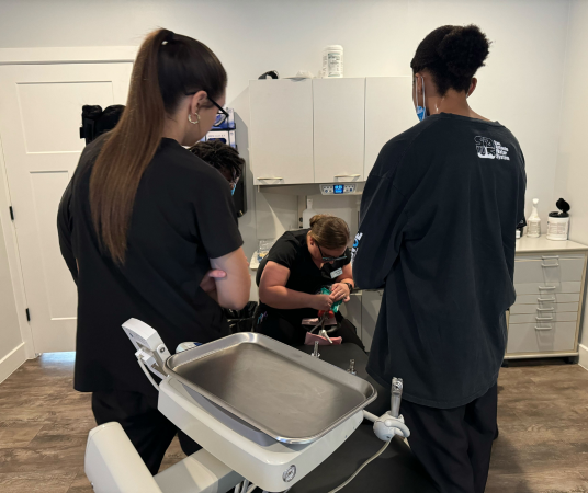Dental assistant student training at Provo Dental Assistant School