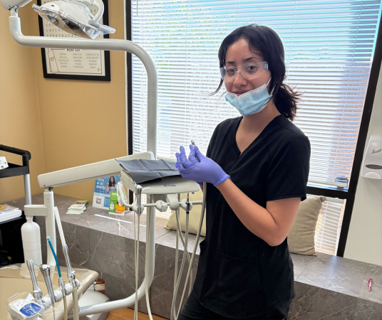 Dental assistant student training at Waco Dental Assistant School
