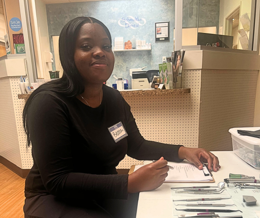 Dental assistant student training at Abilene Dental Assistant School