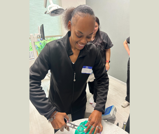 Dental assistant student training at Provo Dental Assistant School