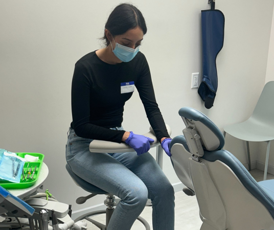 Dental assistant student training at Provo Dental Assistant School