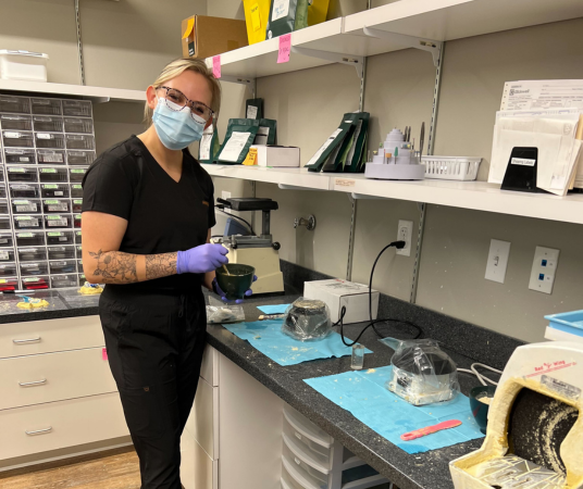 Dental assistant student training at Evansville Dental Assistant School