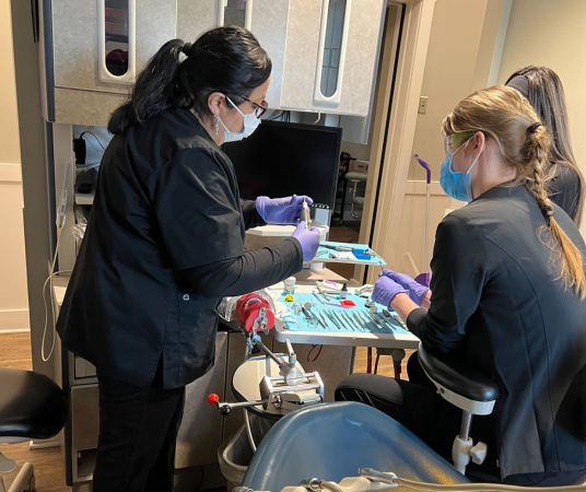 Dental assistant student training at Provo Dental Assistant School