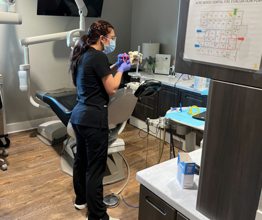 Dental assistant student training at Provo Dental Assistant School