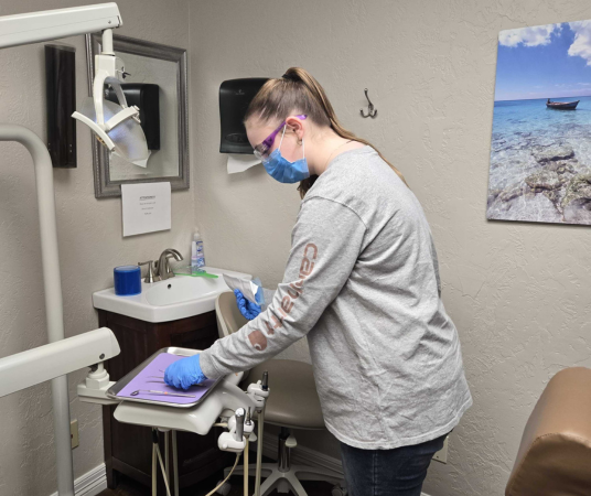 Dental assistant student training at Nacogdoches Dental Assistant School