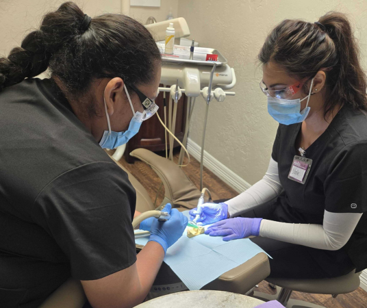 Dental assistant student training at Fort Worth Dental Assistant School