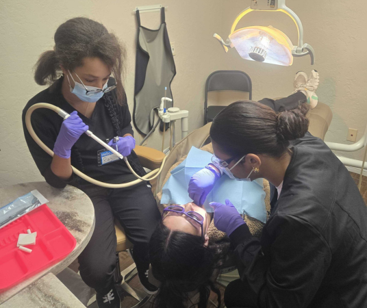Dental assistant student training at Gainesville Dental Assistant School